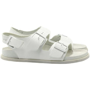 Birkenstock Arizona Double Buckle Slide Sandals in White Leather