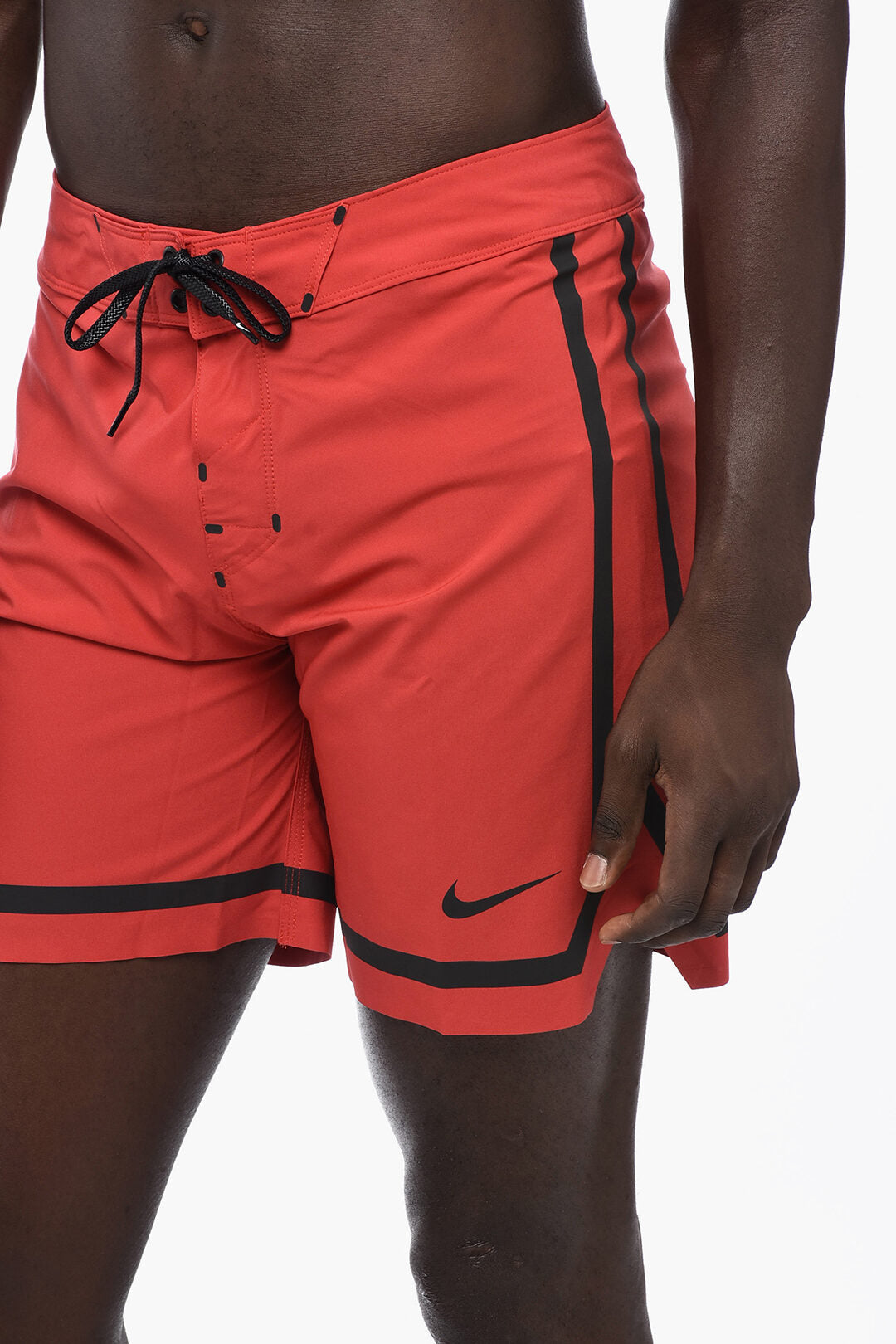 Stretch Fabric Boxer Swim Shorts with Contrast Details
