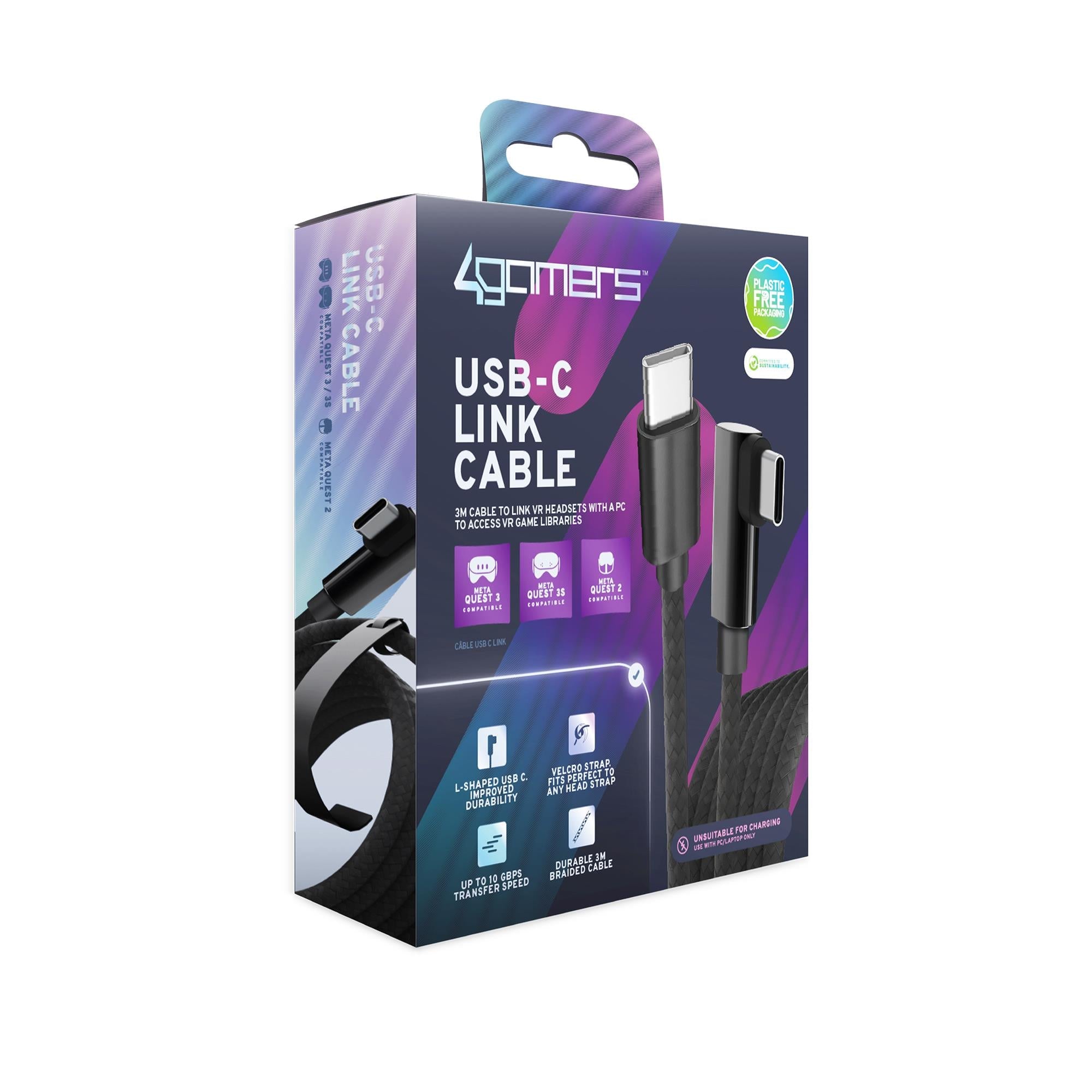 4Gamers 3M USB-C Link Cable for Meta Quest 2, 3 and 3S
