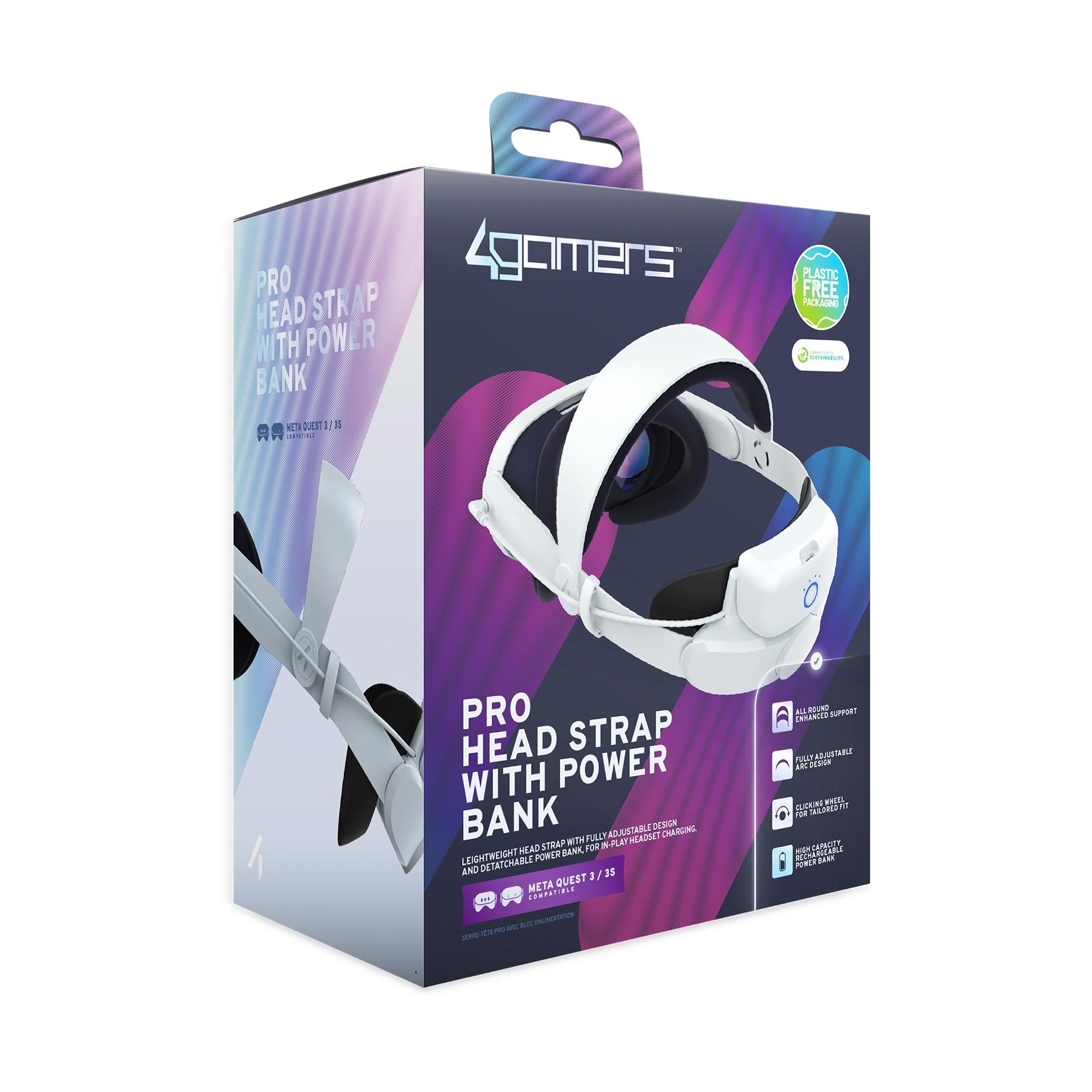 4Gamers Pro Head Strap with Power Bank for Meta Quest 3/3S