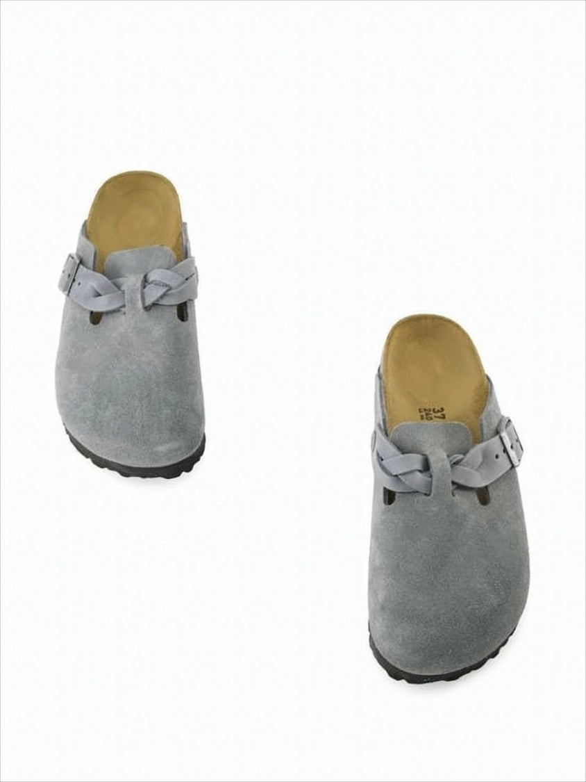 Suede Mule Slipper with Adjustable Leather Strap