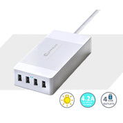 4-Port USB Charging Station Hub 4.2A for Smartphones, Tablets & GPS