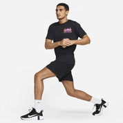 Men's Nike Dri-FIT T-Shirt Black Graphic Print Fitness Polo Short Sleeve SRT336