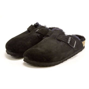 Women's Boston Shearling Suede Clogs In Black