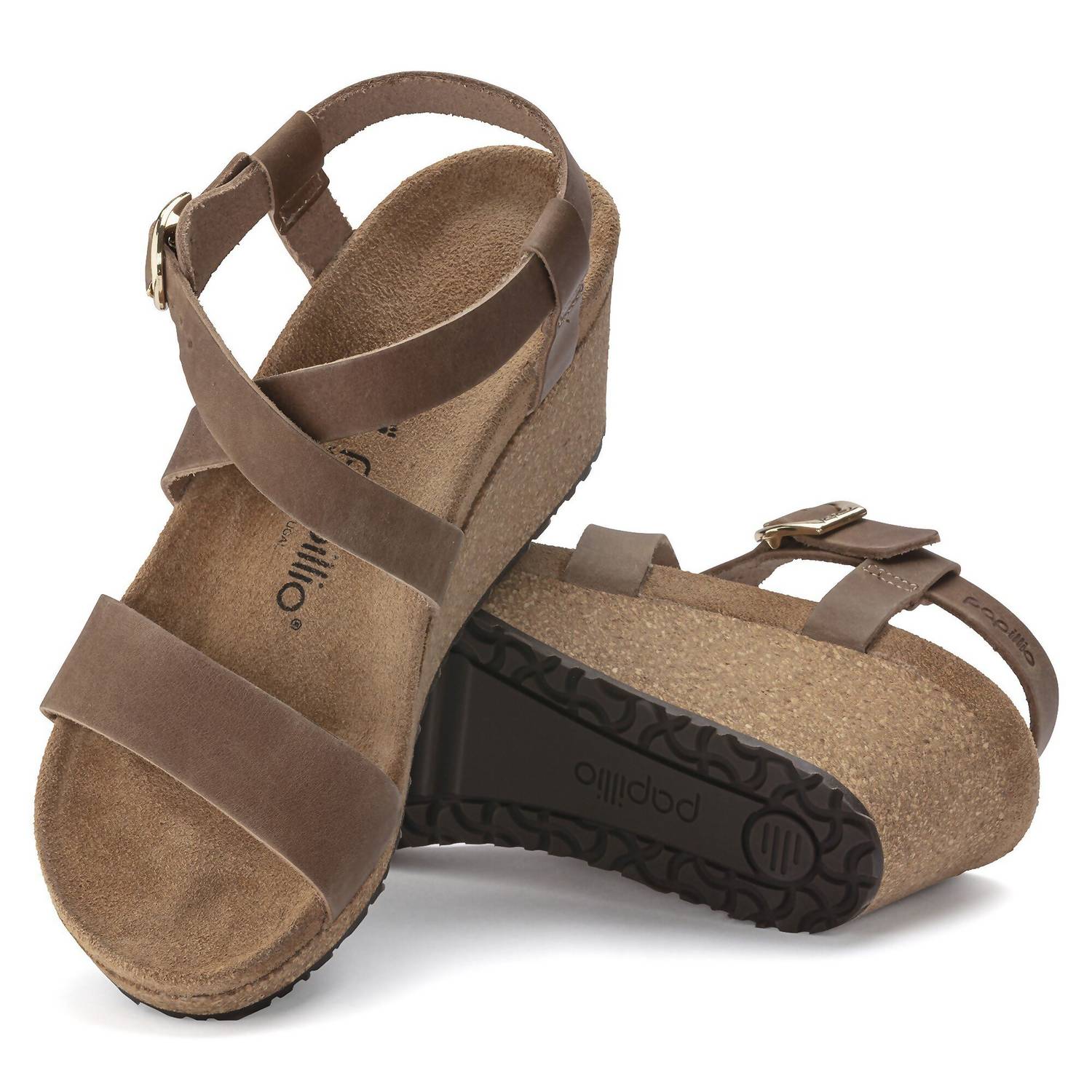 Women's Sibyl Ring-Buckle Wedge Sandals In Cognac