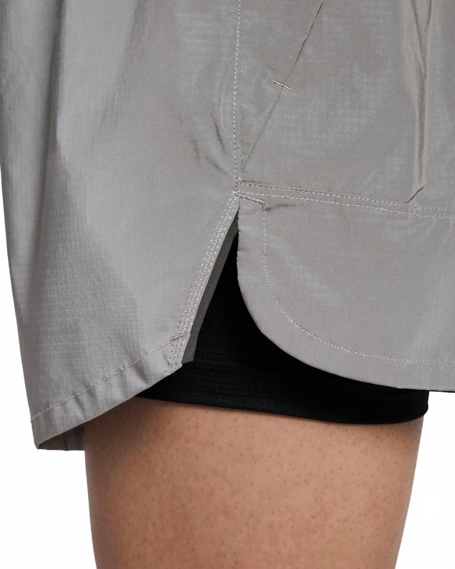 2-In-1 Reflective Running Shorts In Grey