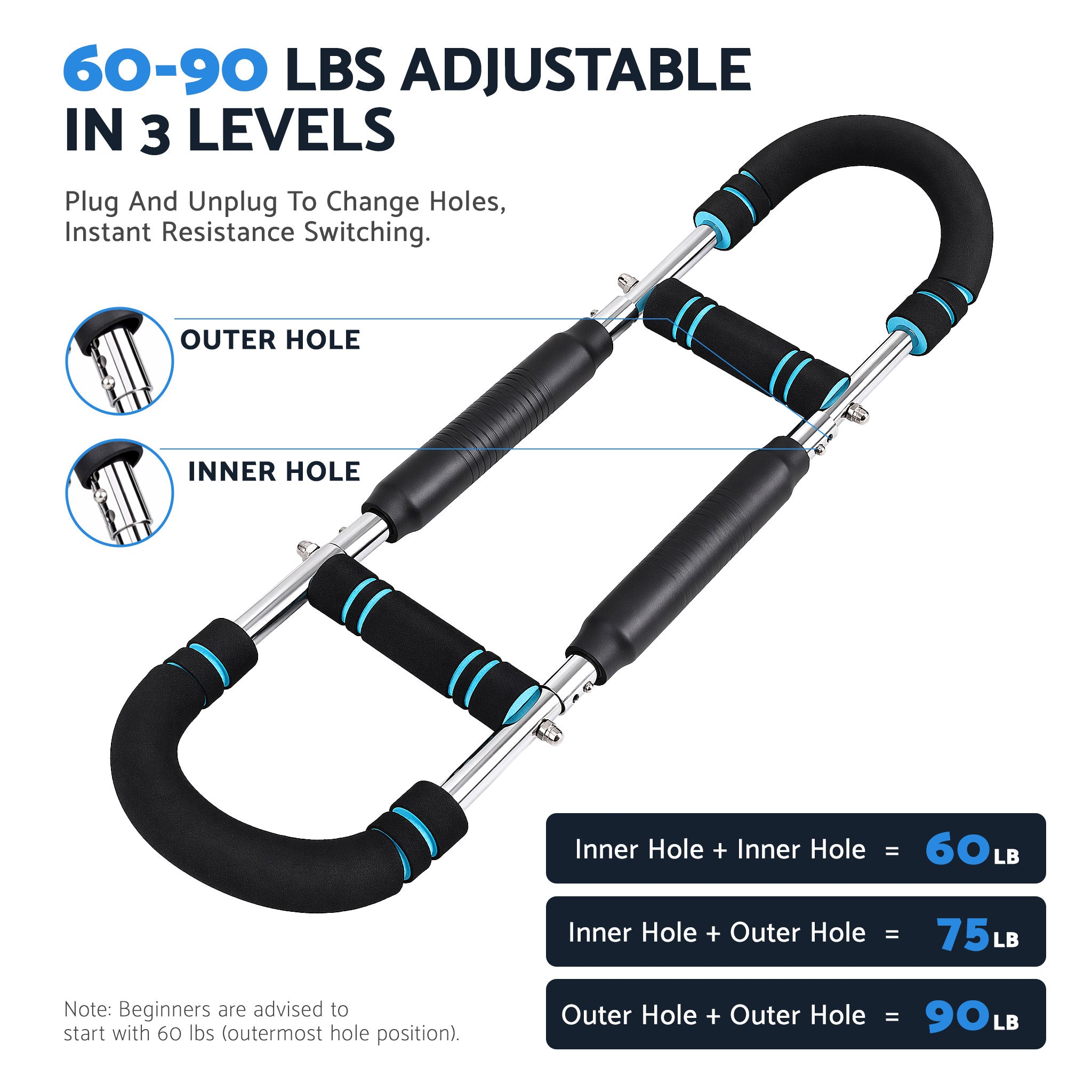 Everfit Twister Arm Exerciser 60-90lb Adjustable Chest Workout Equipment Home Gym Fitness