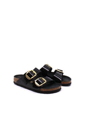 Women's Arizona Big Buckle Narrow Sandal In High Shine Black