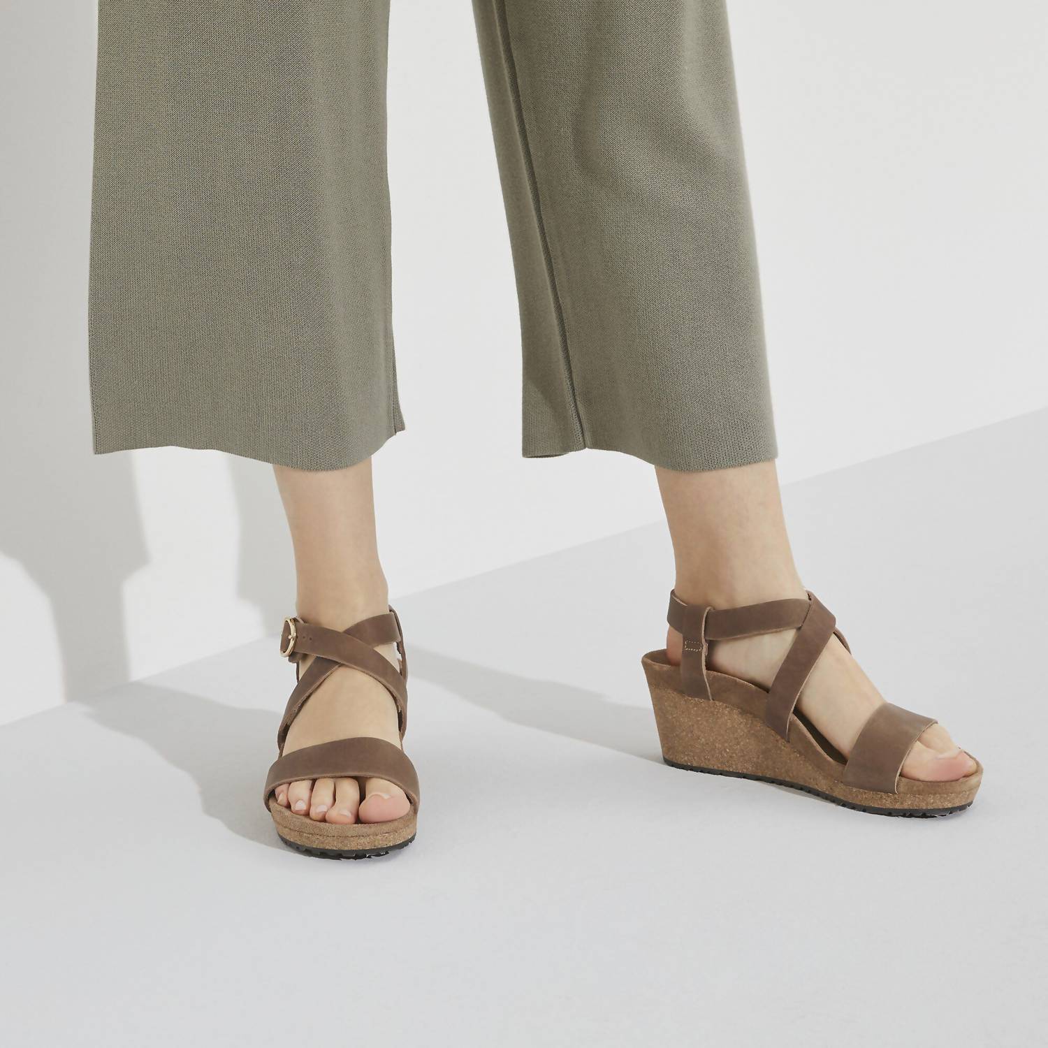Women's Sibyl Ring-Buckle Wedge Sandals In Cognac