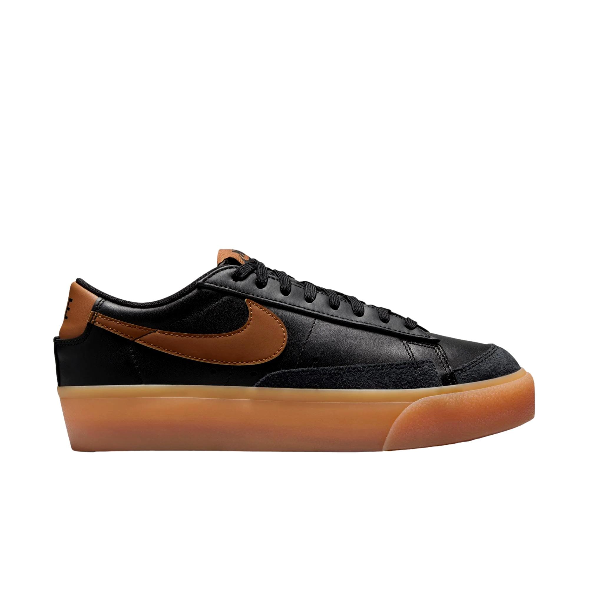 Women's Nike Blazer Low Platform Black / Light Bristish Tan - White DJ0292-003