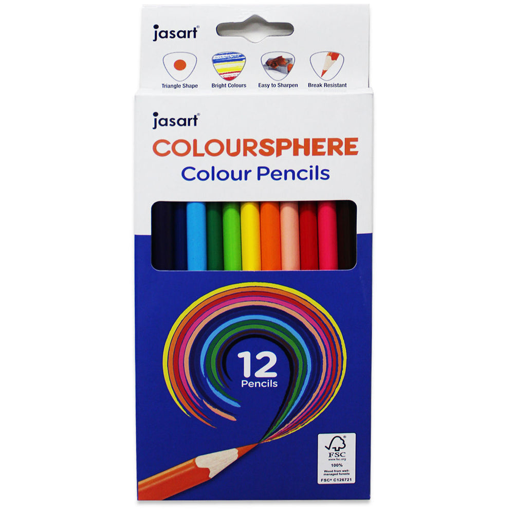 12pc Jasart Coloursphere Colour Pencil Set - Triangular