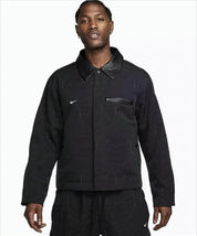 Black Basketball-Themed Jacket with Leather Collar
