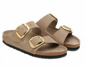 Women's Arizona Big Buckle Oiled Leather Sandals In Brown Brown
