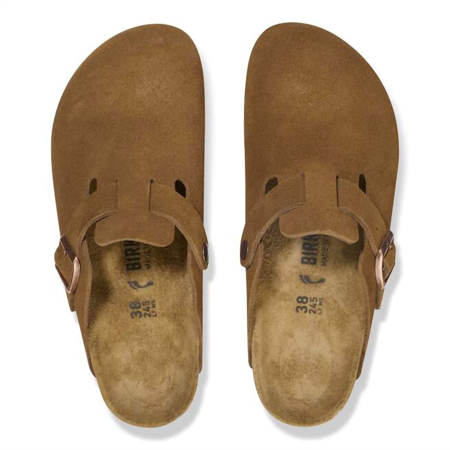 Unisex Boston Suede Narrow Leather Clogs In Mink