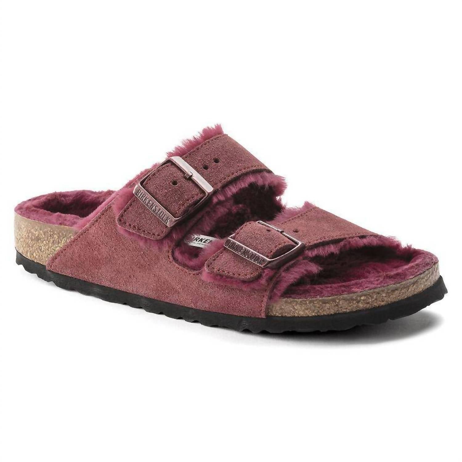 Women's Arizona Fur Shearling Sandal In Maroon