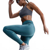 Swift High Waisted 7/8 Running Leggings With Pockets In Smokey Blue