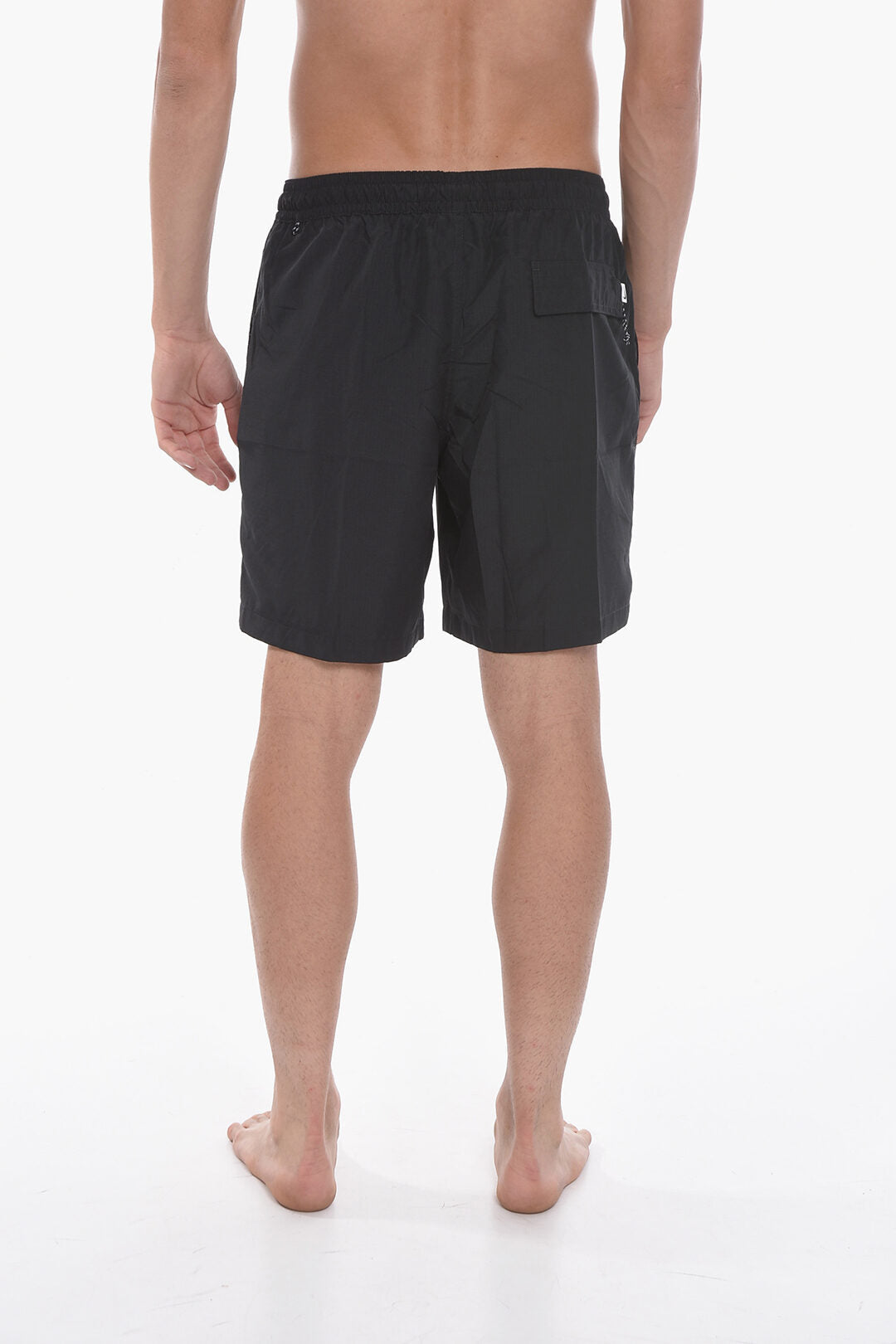 SWIM Solid-Color Boxer Swim Shorts With Perforated Pockets