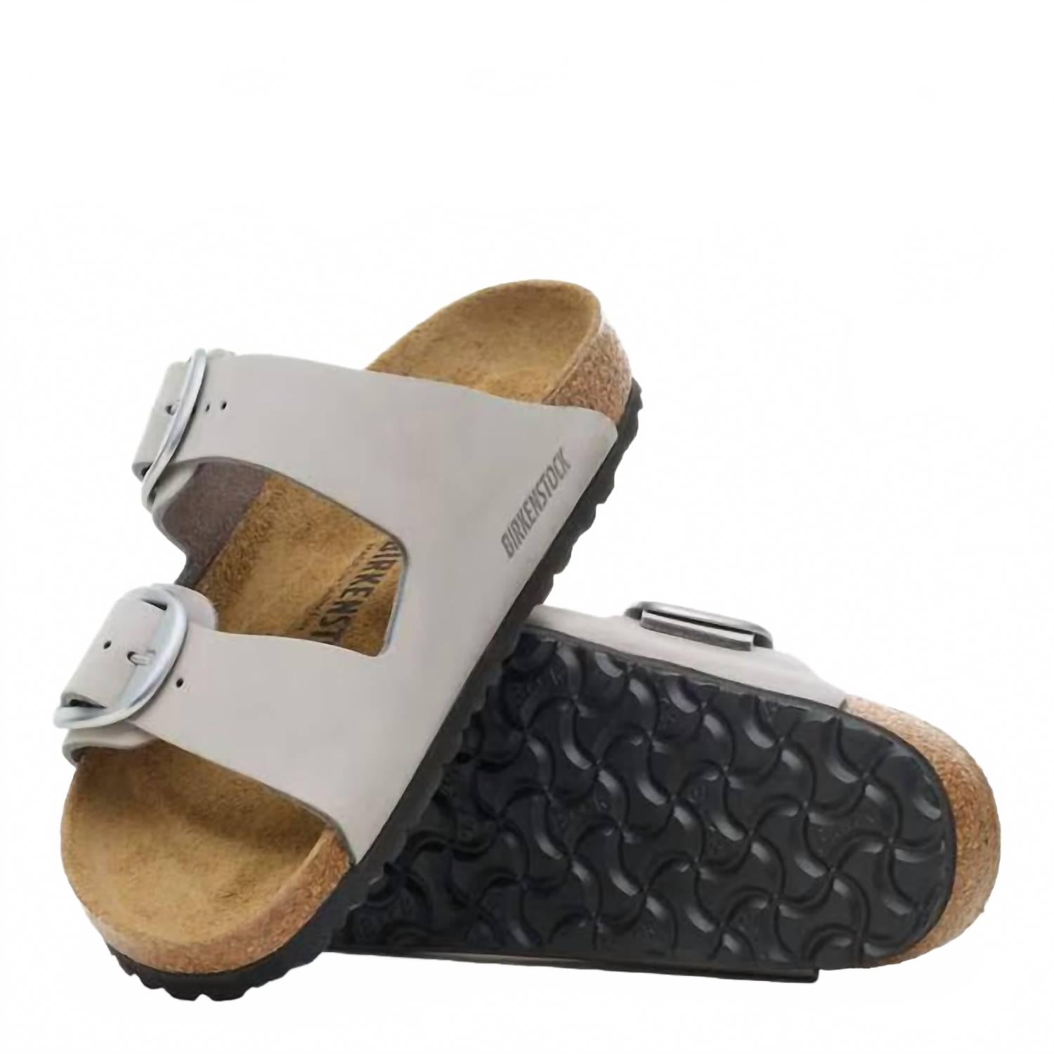 Men's Arizona Big Buckle Oiled Leather Sandal In Stone Coin