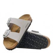 Men's Arizona Big Buckle Oiled Leather Sandal In Stone Coin