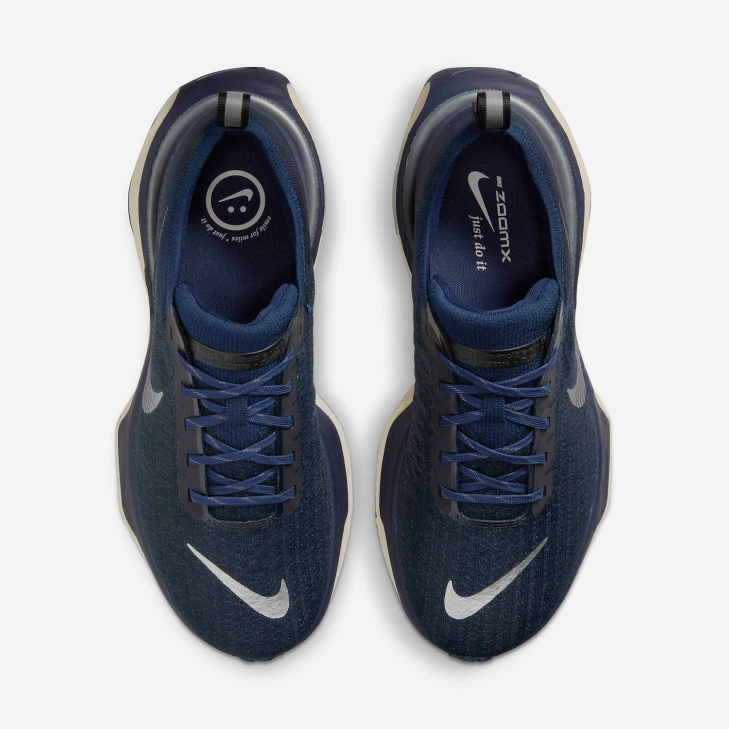 Men's Zoomx Invincible 3 Road Running Shoes In College Navy/metalic Silver