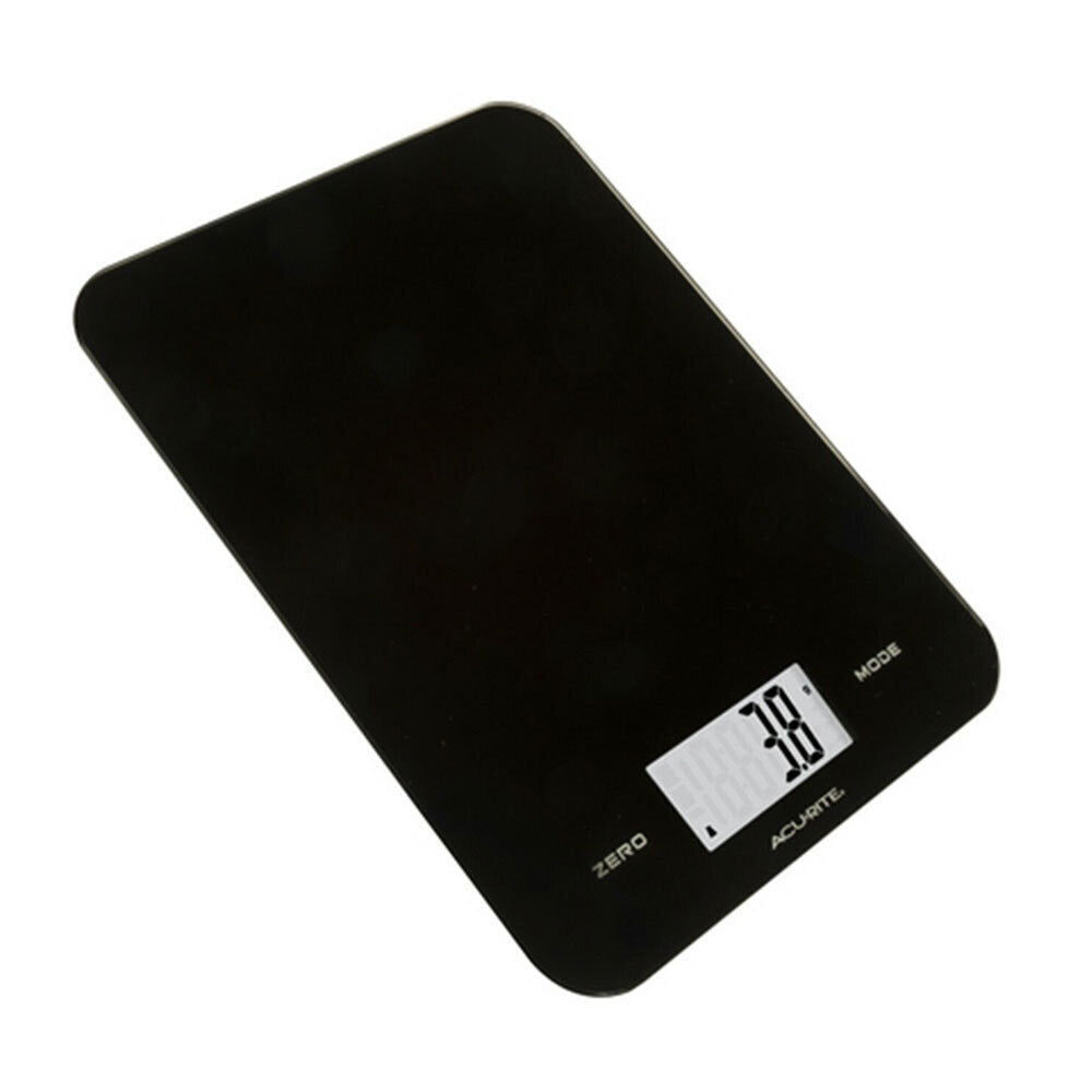 Acurite Large Slim Line Glass Digital Kitchen Food Measure Scale 1g/8kg (Black)