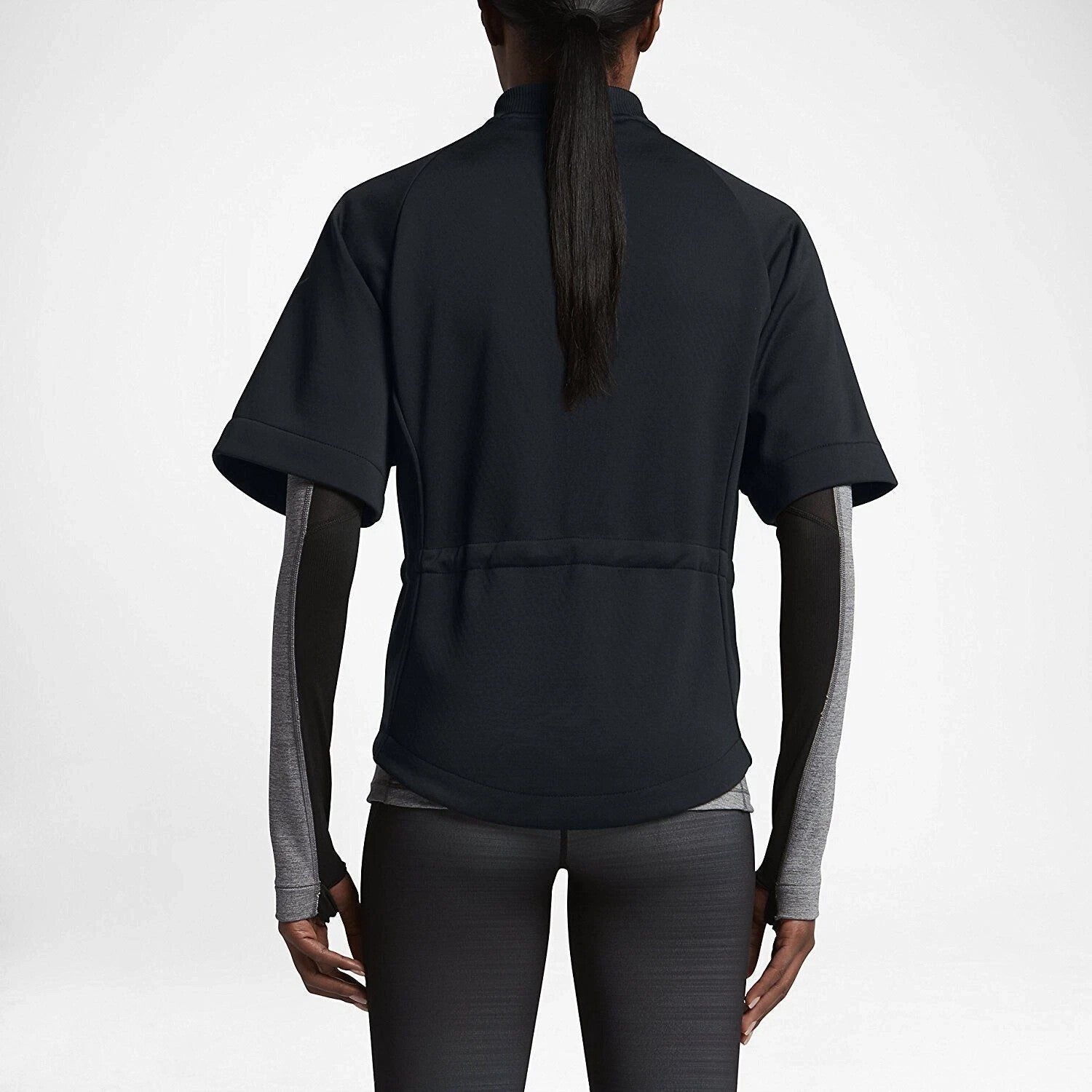 Women's Nike Therma Sphere Jacket Black Short Sleeve Full Zip Active ASM105