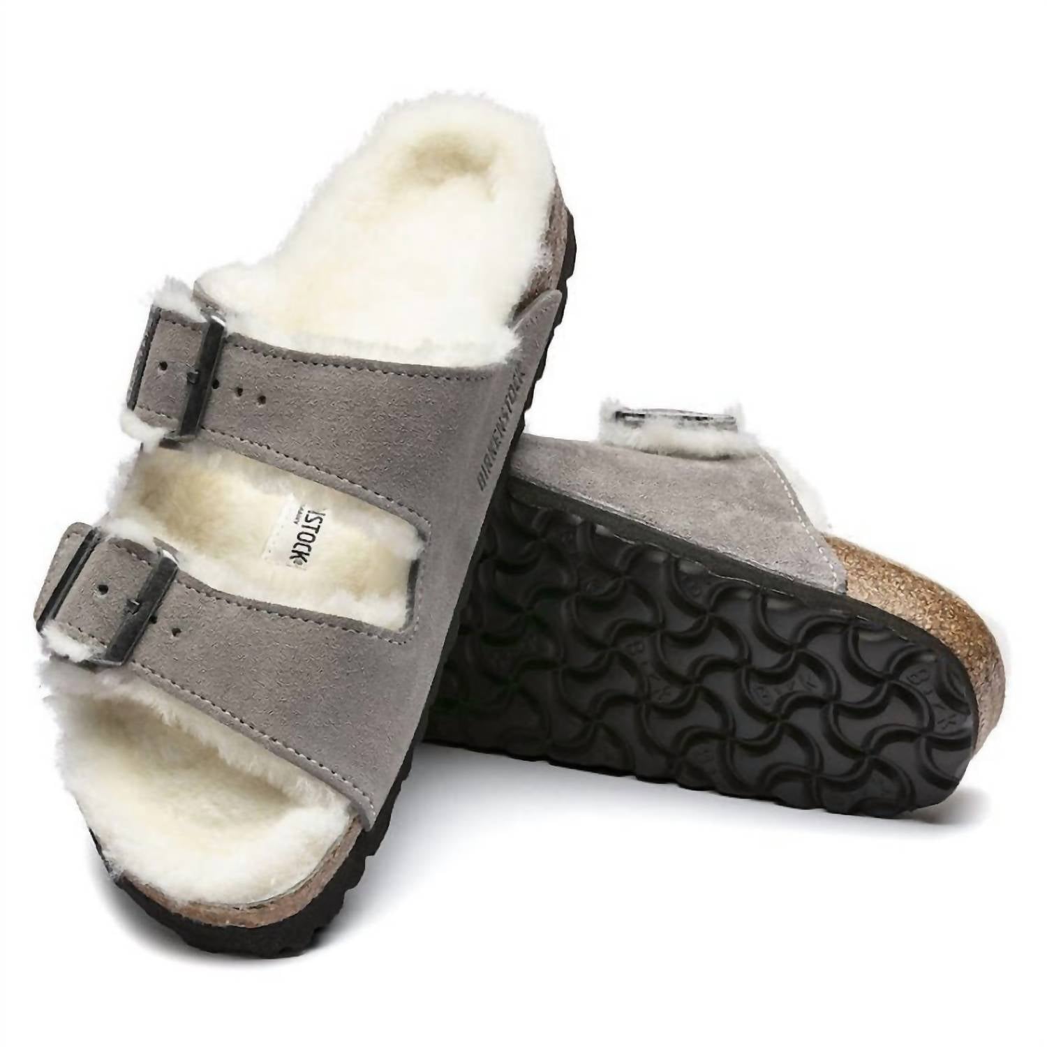 Women's Arizona Shearling Suede Leather Sandals In Natural