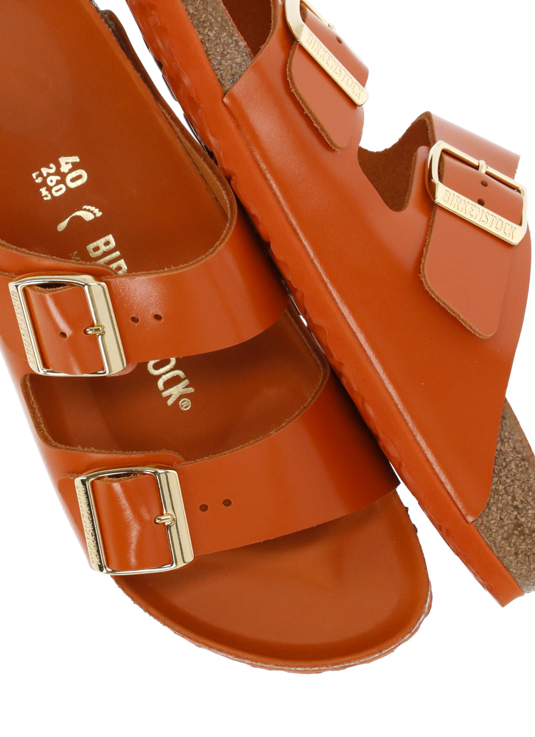 Orange Arizona Buckle Leather Sandals
