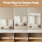 80x65cm Embellir Makeup Mirror Hollywood Vanity with LED Light Silver Legs
