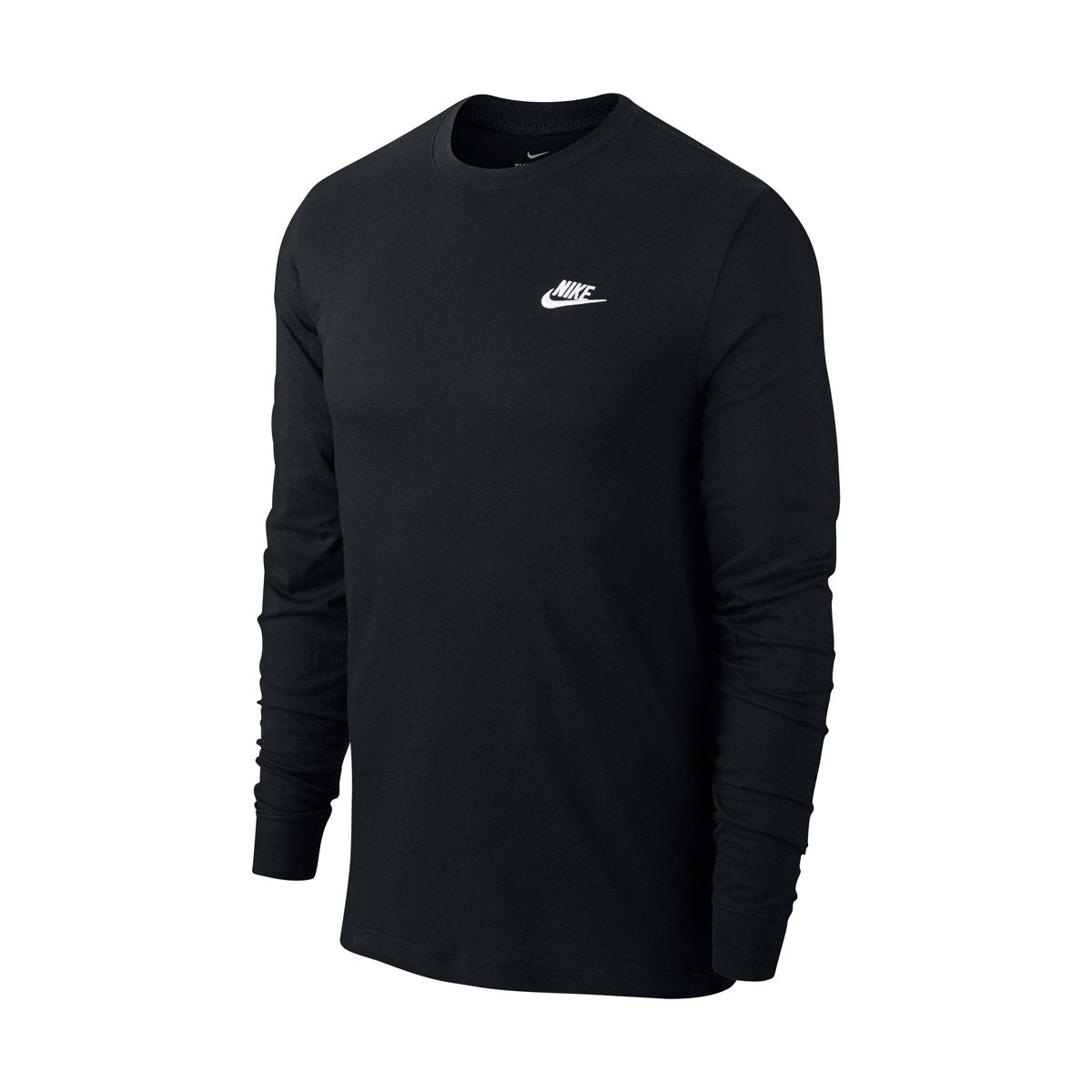 MENS NIKE SPORTSWEAR CLUB LONG SLEEVE T SHIRT_BLACK/WHITE