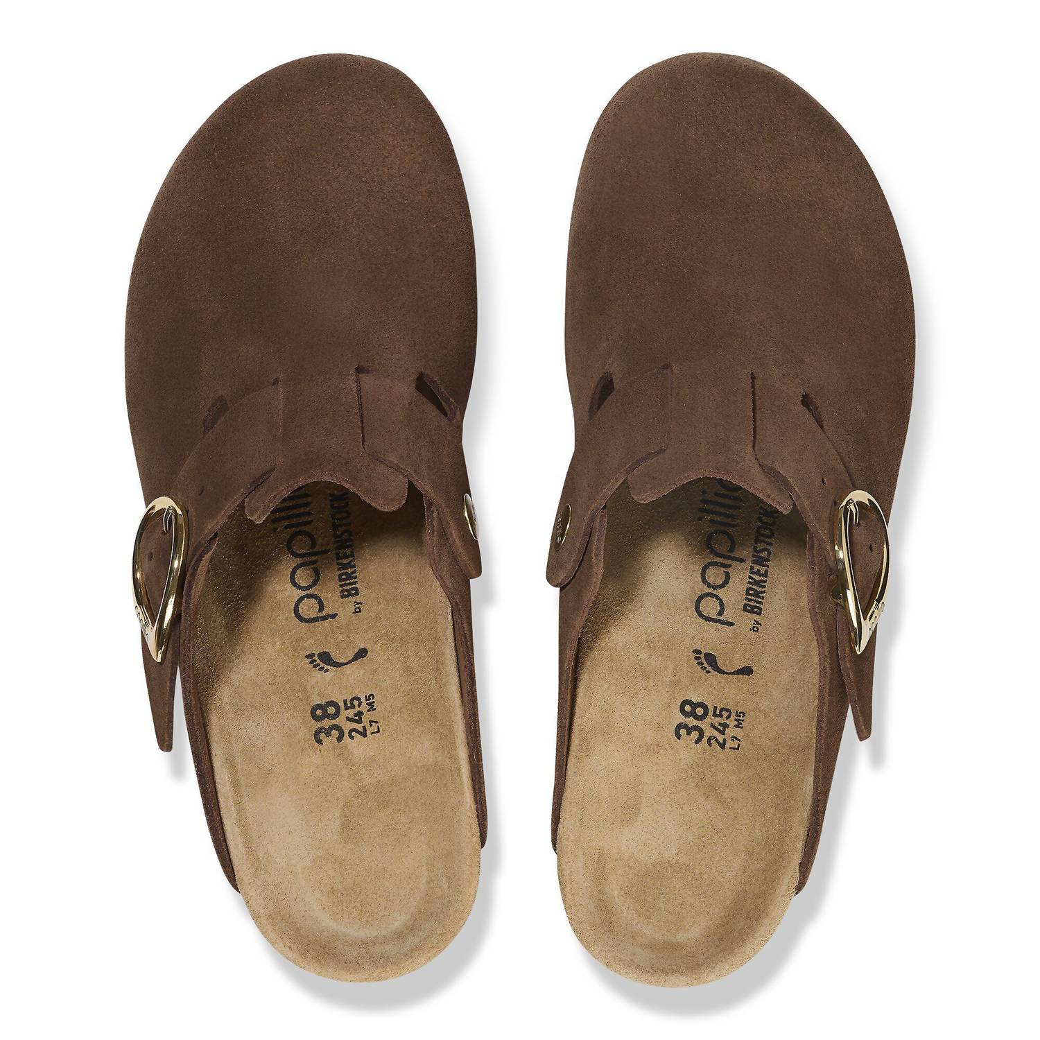 Women's Fanny Ring Buckle Suede Leather Wedge Shoes In Dark Tea