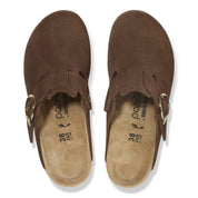 Women's Fanny Ring Buckle Suede Leather Wedge Shoes In Dark Tea