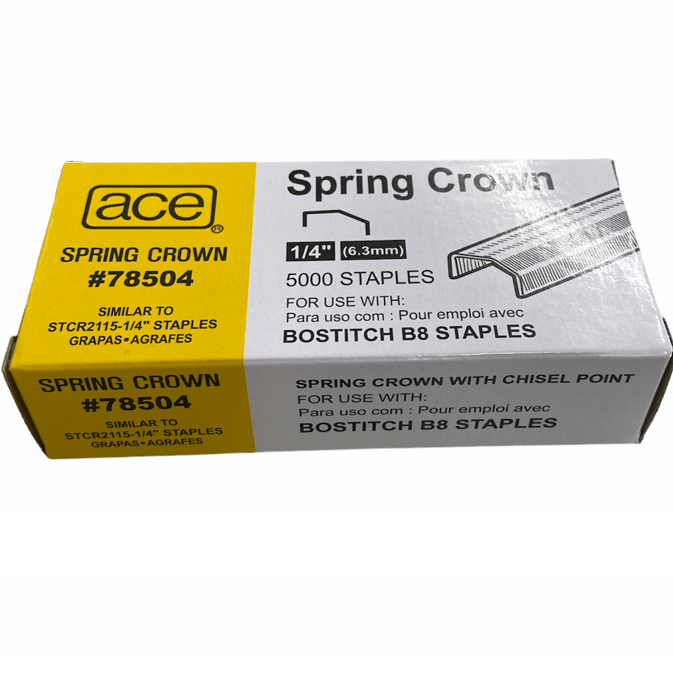 Ace 78504 Spring Crown Galvanised B8 1/4" 6mm Staples Box 5000