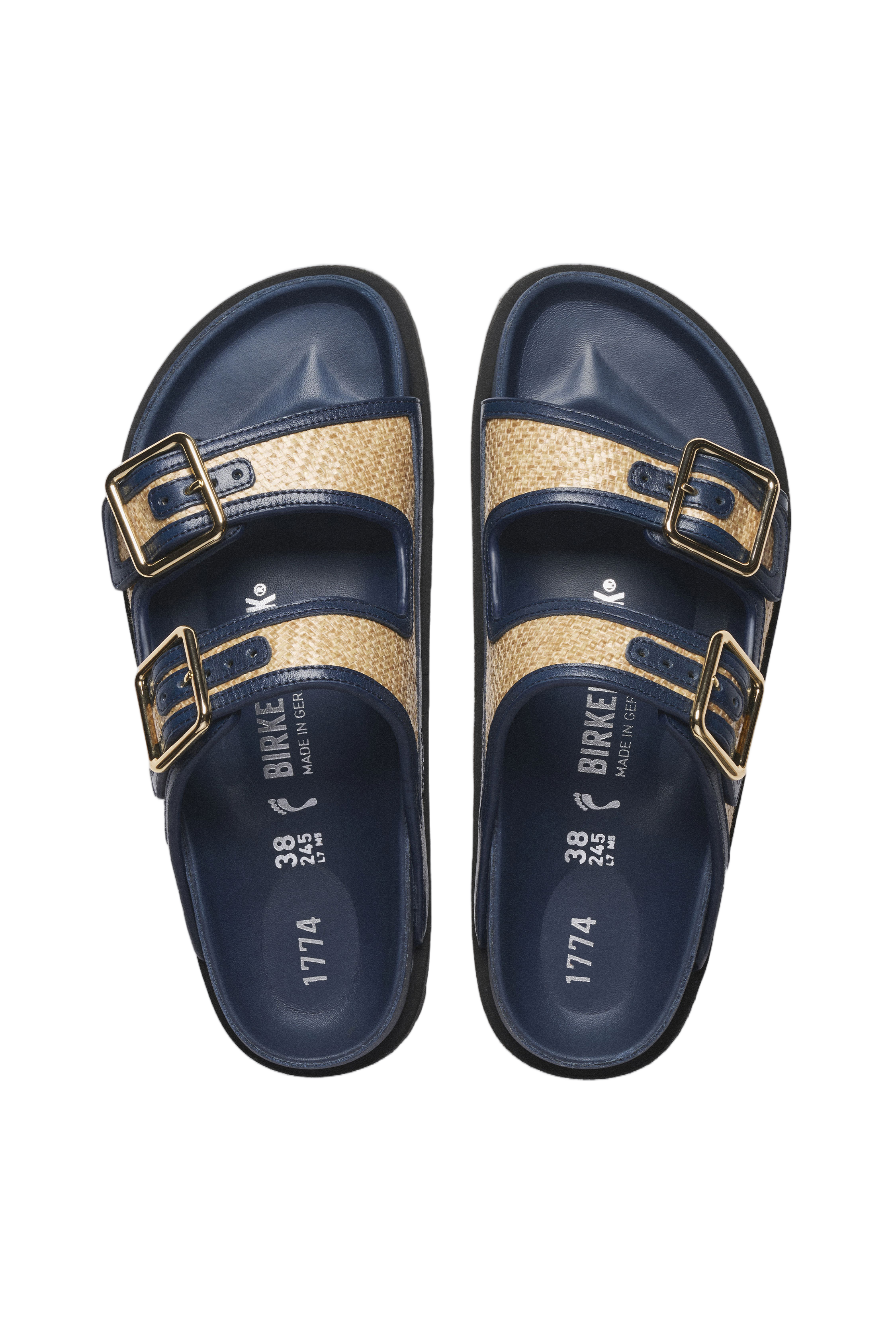 Natural Raffia Arizona Gold-Tone Sandals