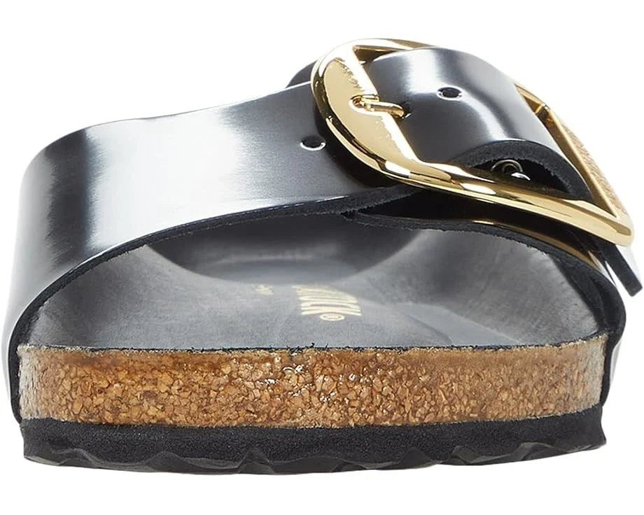 Women's Birkenstock Madrid Big Buckle 1022650 Black Leather Sandals ZOGG2056