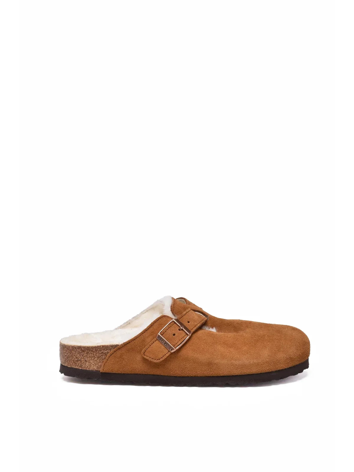Brown Suede Shearling Mules