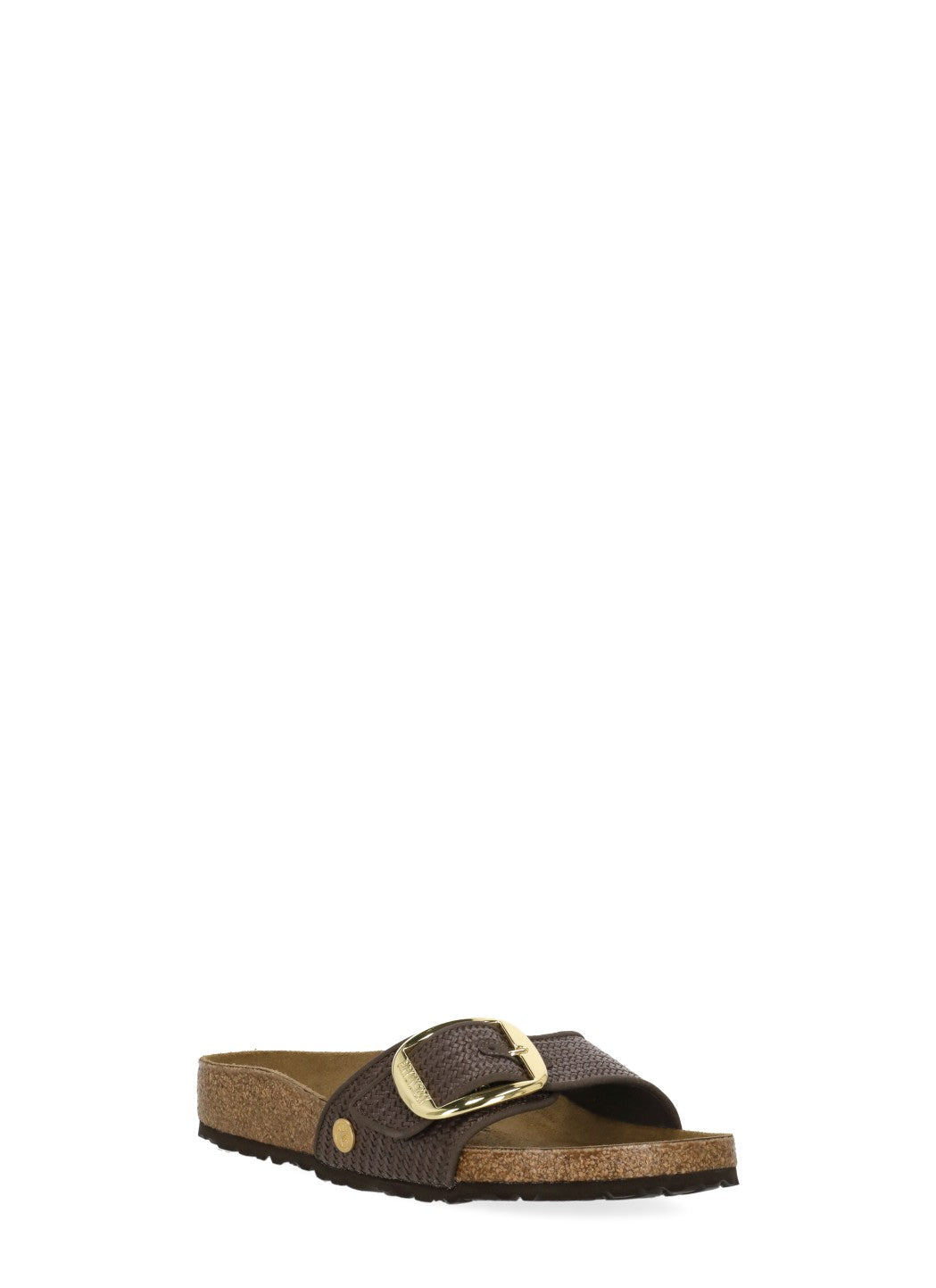 Brown Madrid Big Buckle Raffia Sandals