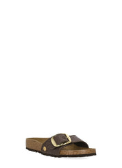 Brown Madrid Big Buckle Raffia Sandals