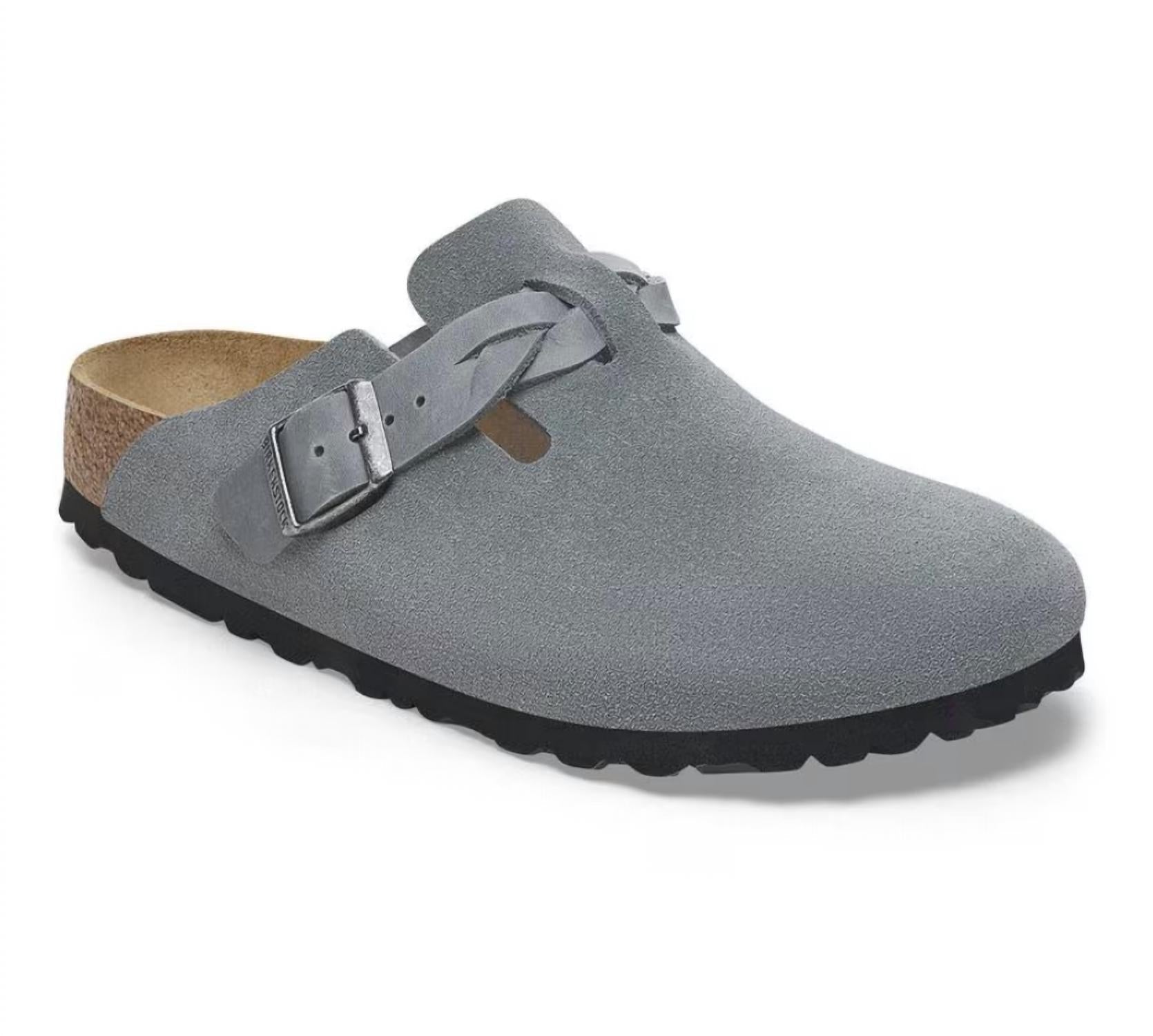 Women's Boston Braided Suede Clogs In Basalt Gray