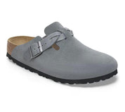 Women's Boston Braided Suede Clogs In Basalt Gray