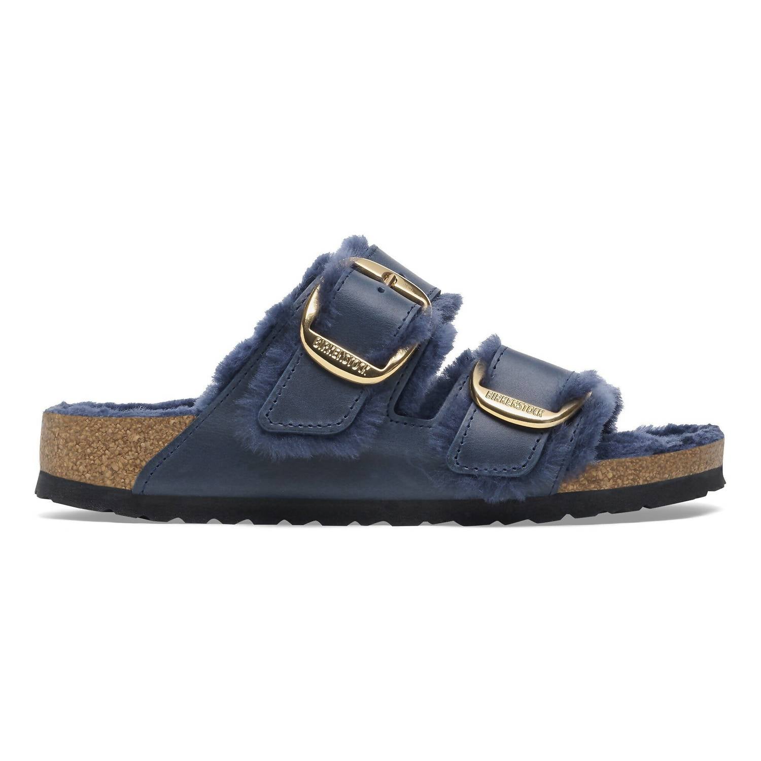 Women's Arizona Big Buckle Shearling Sandal In Midnight Blue