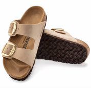 Unisex Arizona Big Buckle Nubuck Leather Sandals - Narrow In Sandcastle