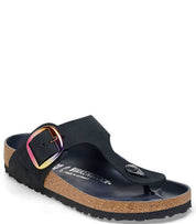 Women's Gizeh Big Buckle Sandals In Black Oiled Leather