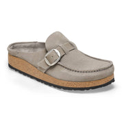 Unisex Buckley Suede Embossed Narrow Clogs In Corduroy Stone Coin