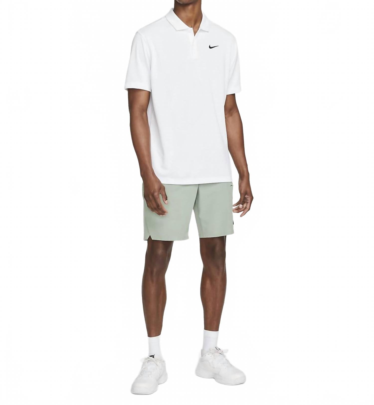 Court Dri Fit Solid Tennis Polo Shirt In White