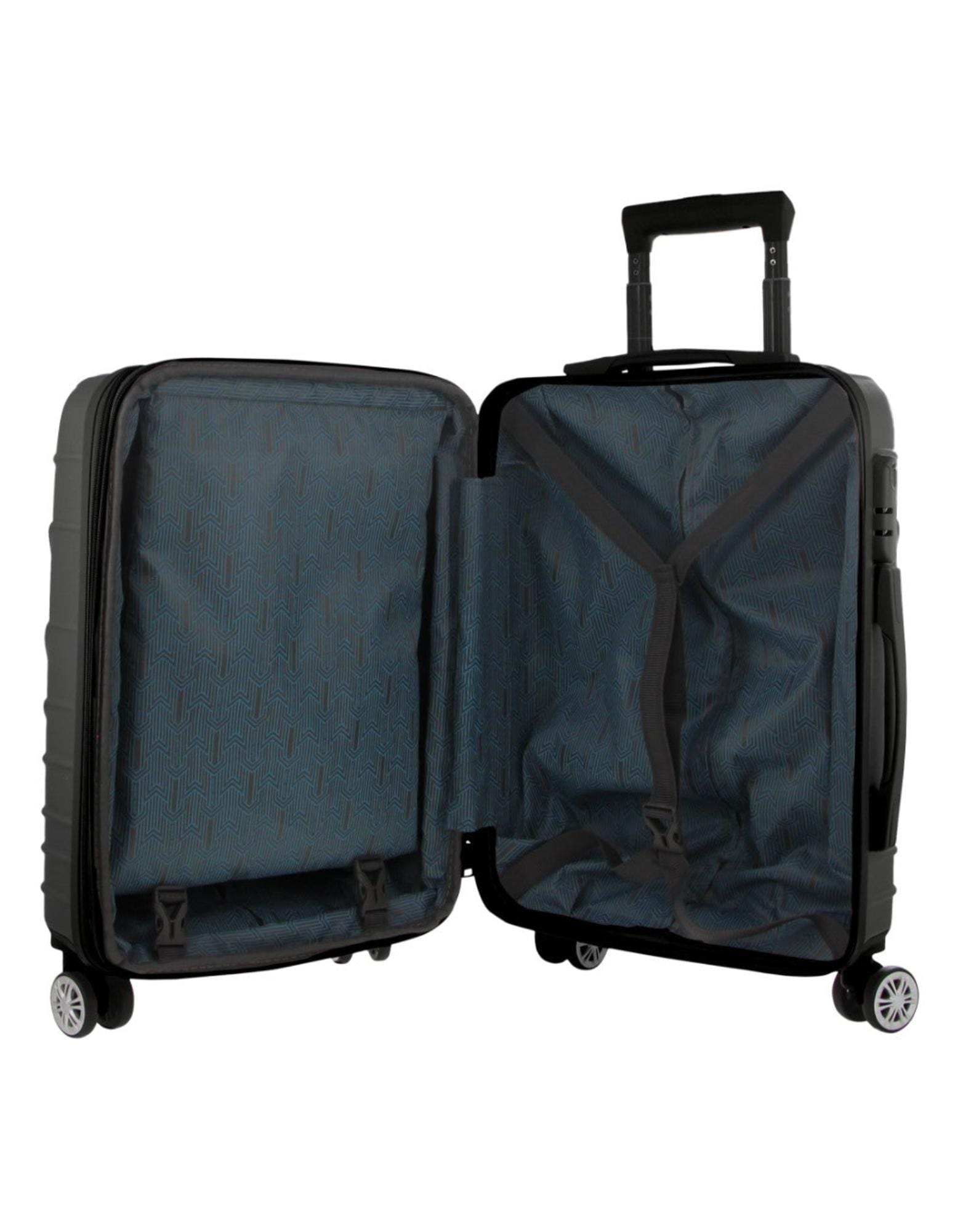 2pc Pierre Cardin Large Hard-Shell Suitcase & Cabin Set Luggage Tag Black