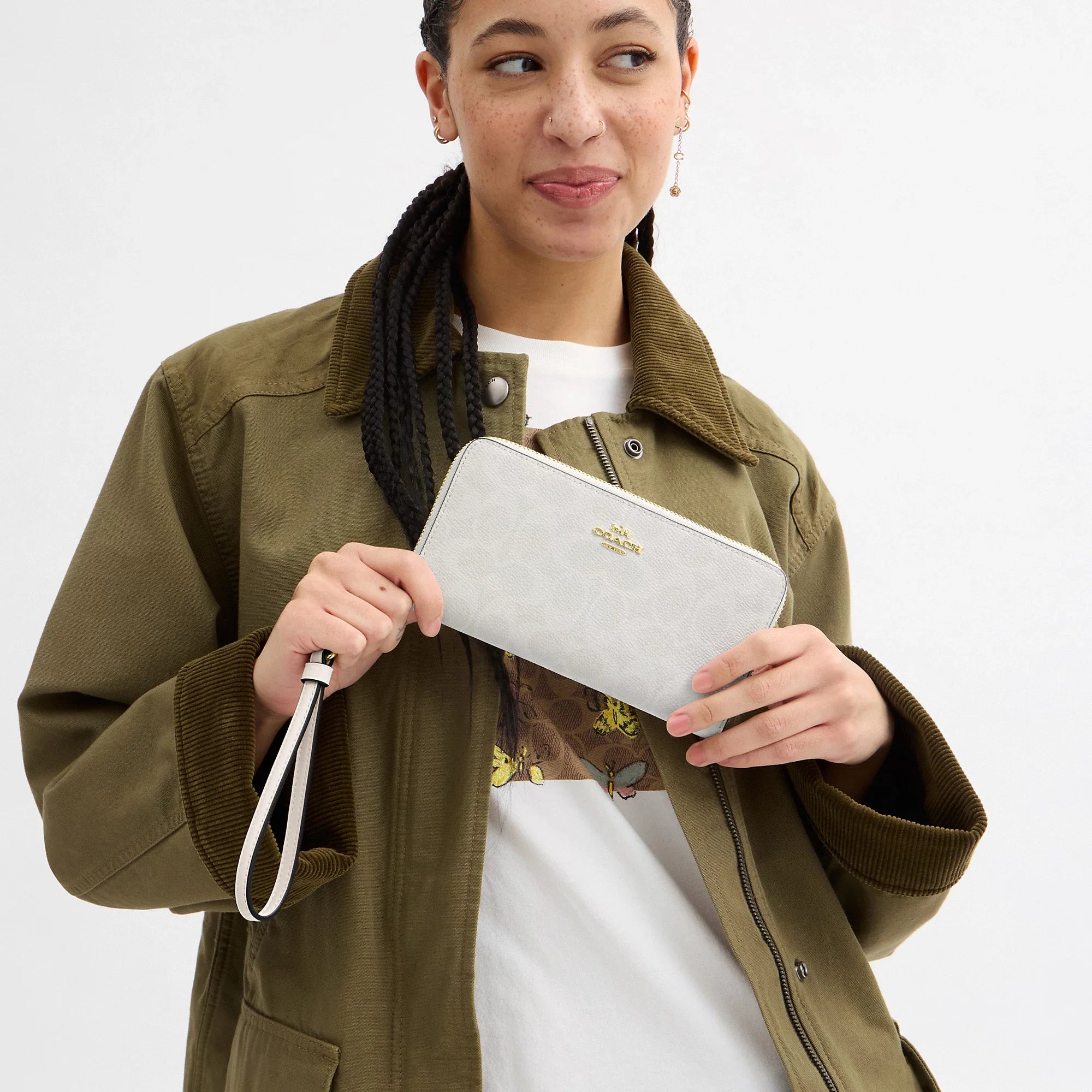 Coach Outlet Long Zip Around Wallet In Signature Canvas