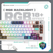Royal Kludge RKH81 Tri Model RGB Hot Swap Mechanical Keyboard (White with Blue Switch)