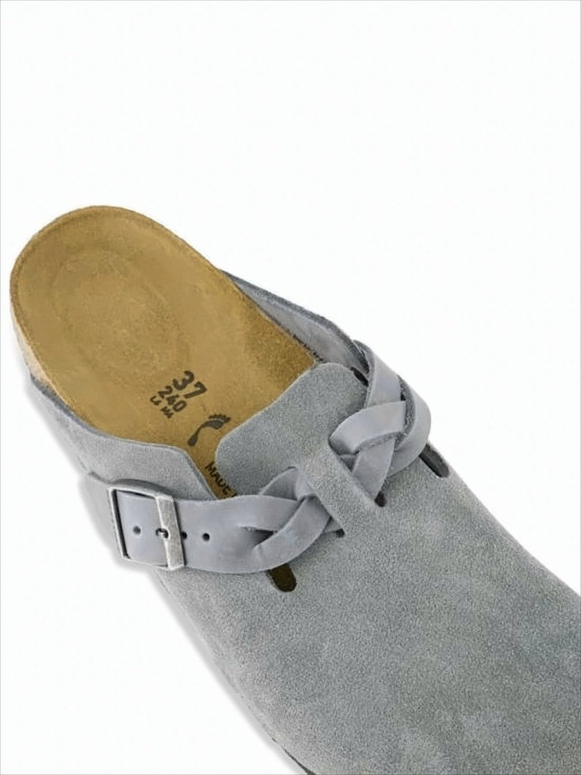 Suede Mule Slipper with Adjustable Leather Strap