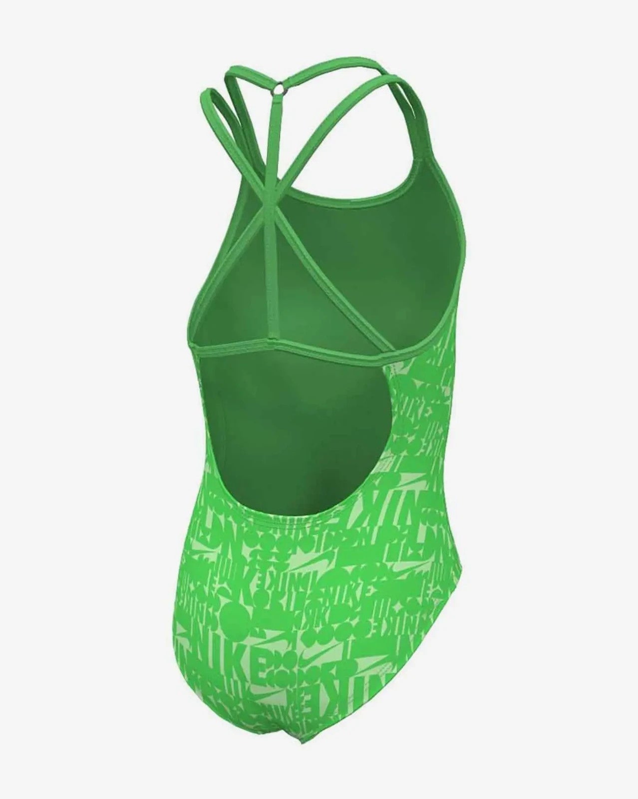 Girls Nike Swim Retro Flow Swimsuit Green Stretch One-Piece T-Back SRT341